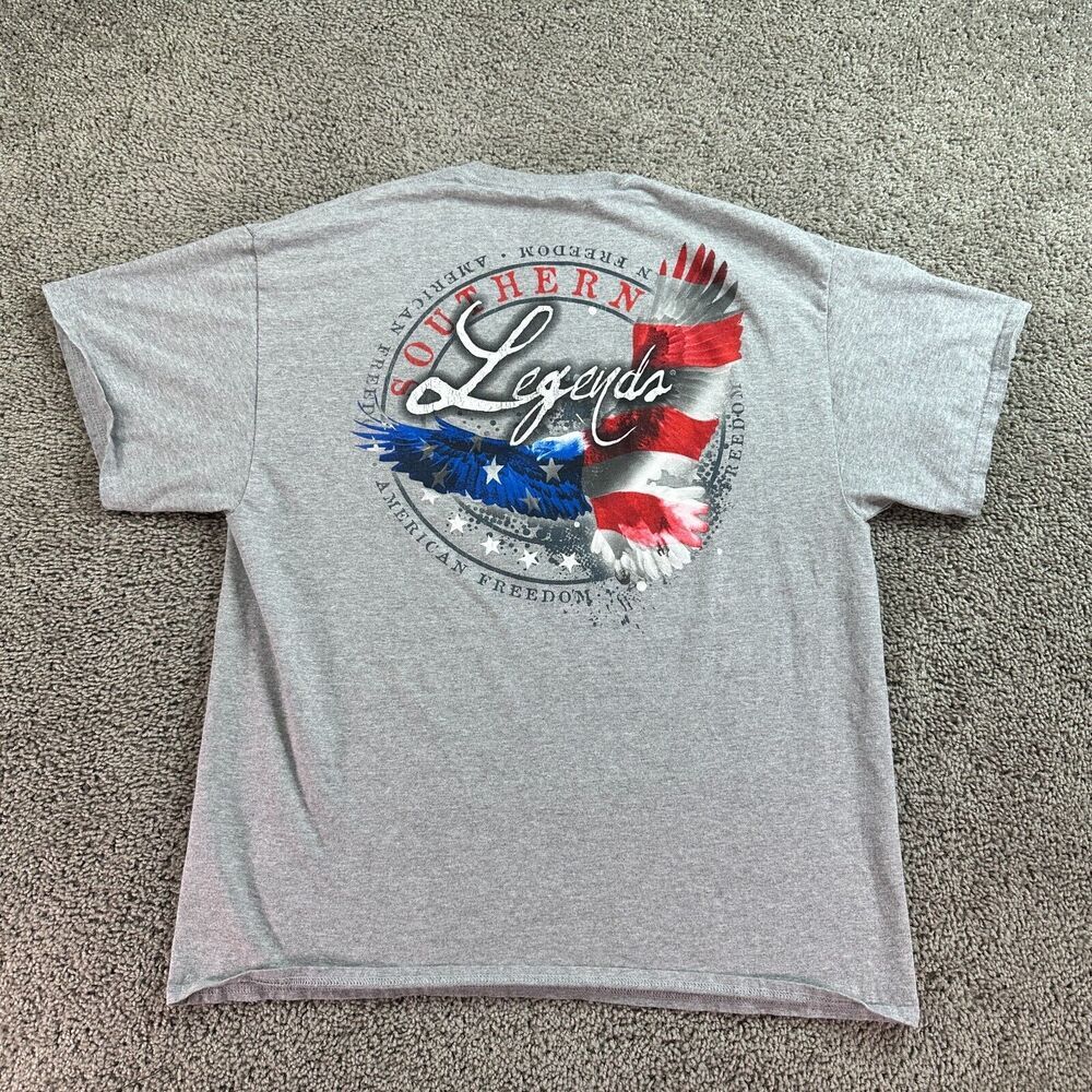 Southern Legends Shirt Mens Extra Large Gray USA Flag Bald Eagle Short Sleeve *